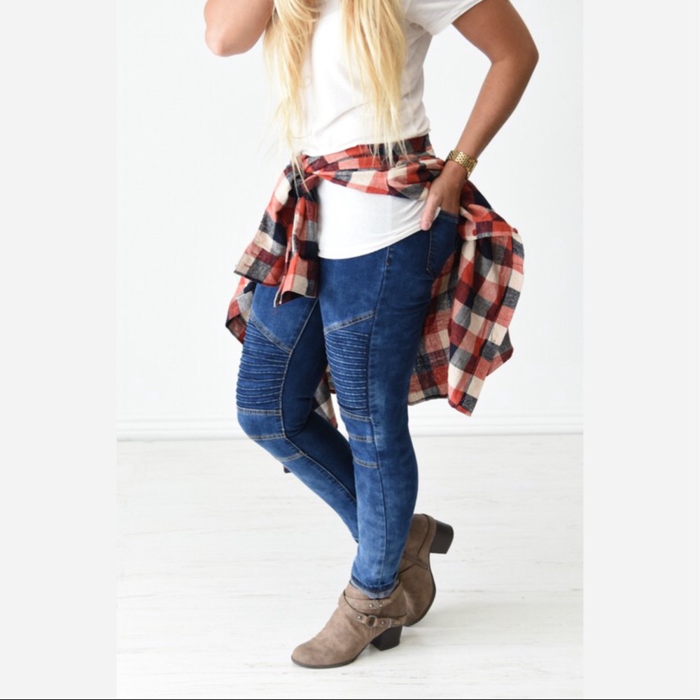 🆕5⭐️BEST SELLER Denim Moto Jeggings - Picture 2 of 6